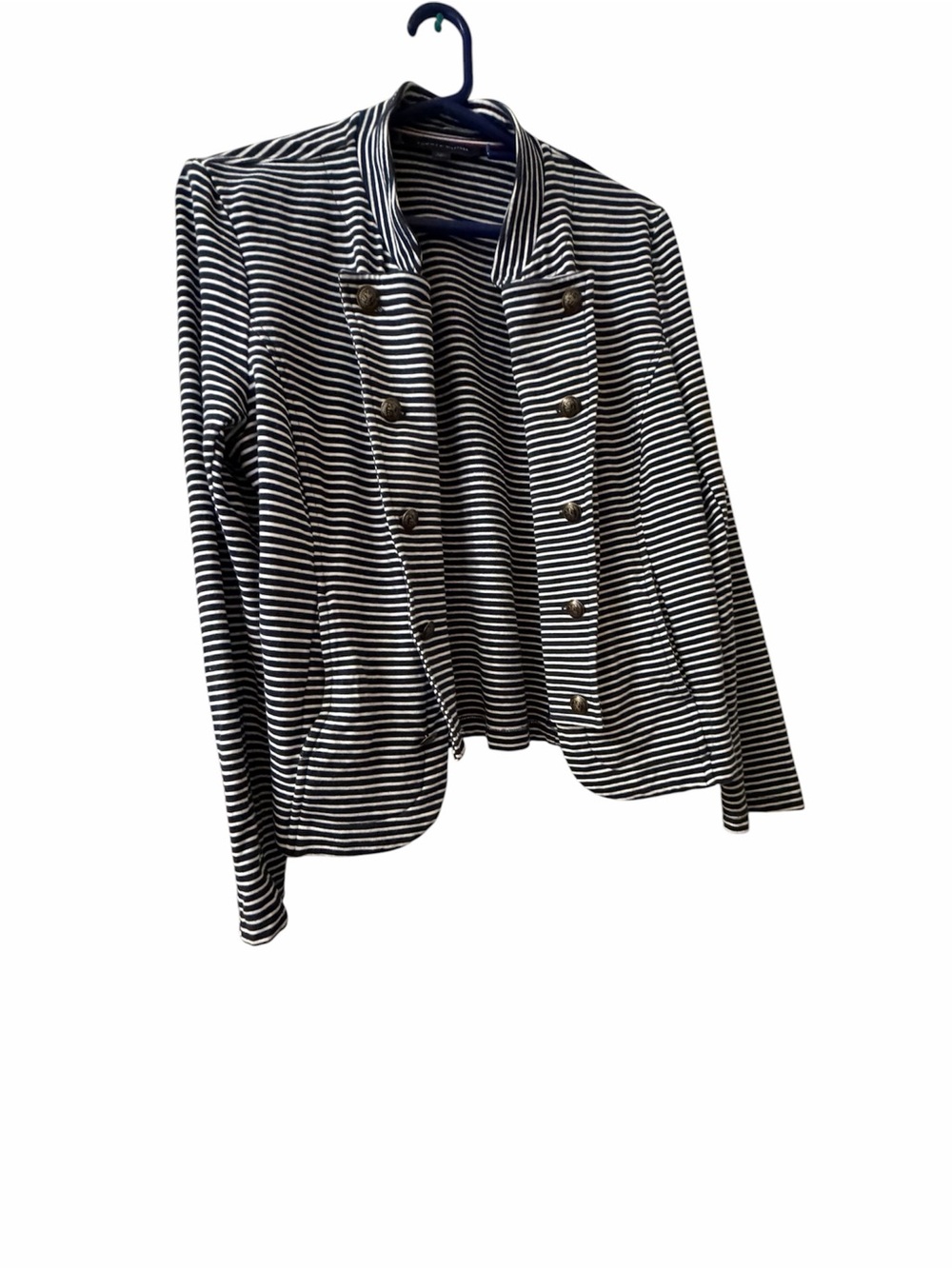 Tommy Hilfiger Navy & White Striped Double-Breasted Blazer